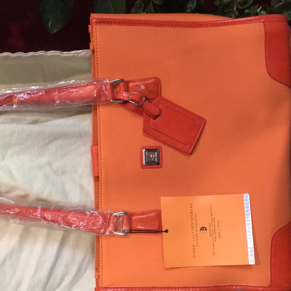 Diane von Furstenberg Orange Tote Bag